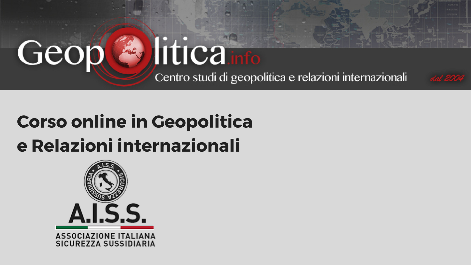 Corso online in Geopolitica e Relazioni internazionali